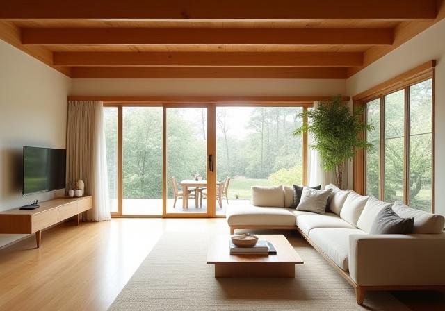 リノベーション後の明るく開放的なリビング